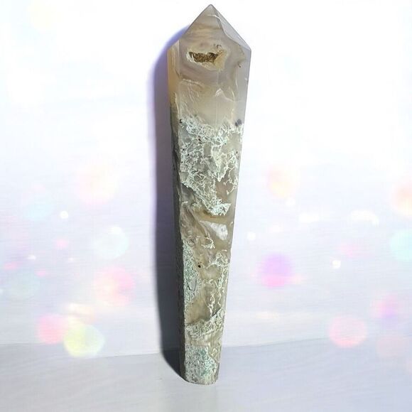 Moss Agate Crystal‎ Meditation Wand (#8) - Picture 1 of 11